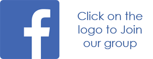 Facebook logo with click here text 